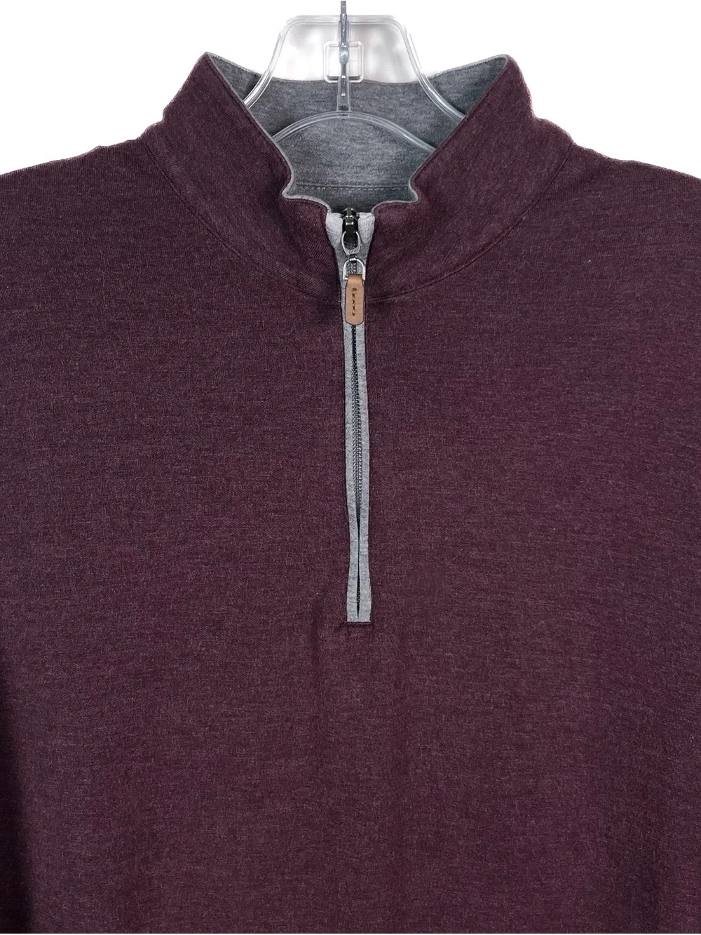 Mizzen Main Performance Sweater Mens Large 1/4 Zip Mock Neck  Pullover Burgundy